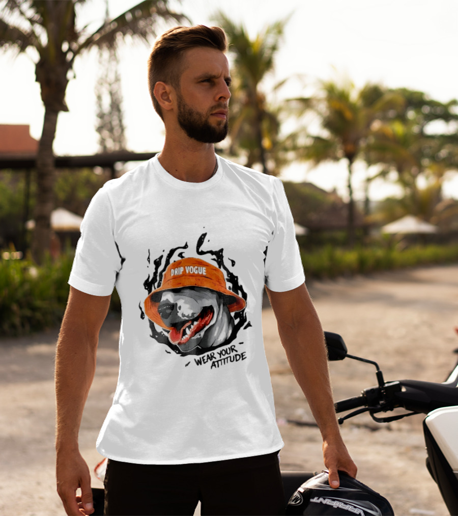 Drip Vogue Wear Your Attitude Dog Bucket Hat Trendy T-Shirt