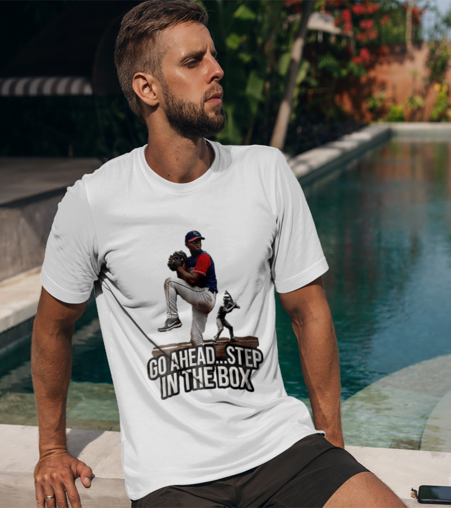 Go Ahead Step In The Box Baseball Pitcher And Batter Challenge T-Shirt
