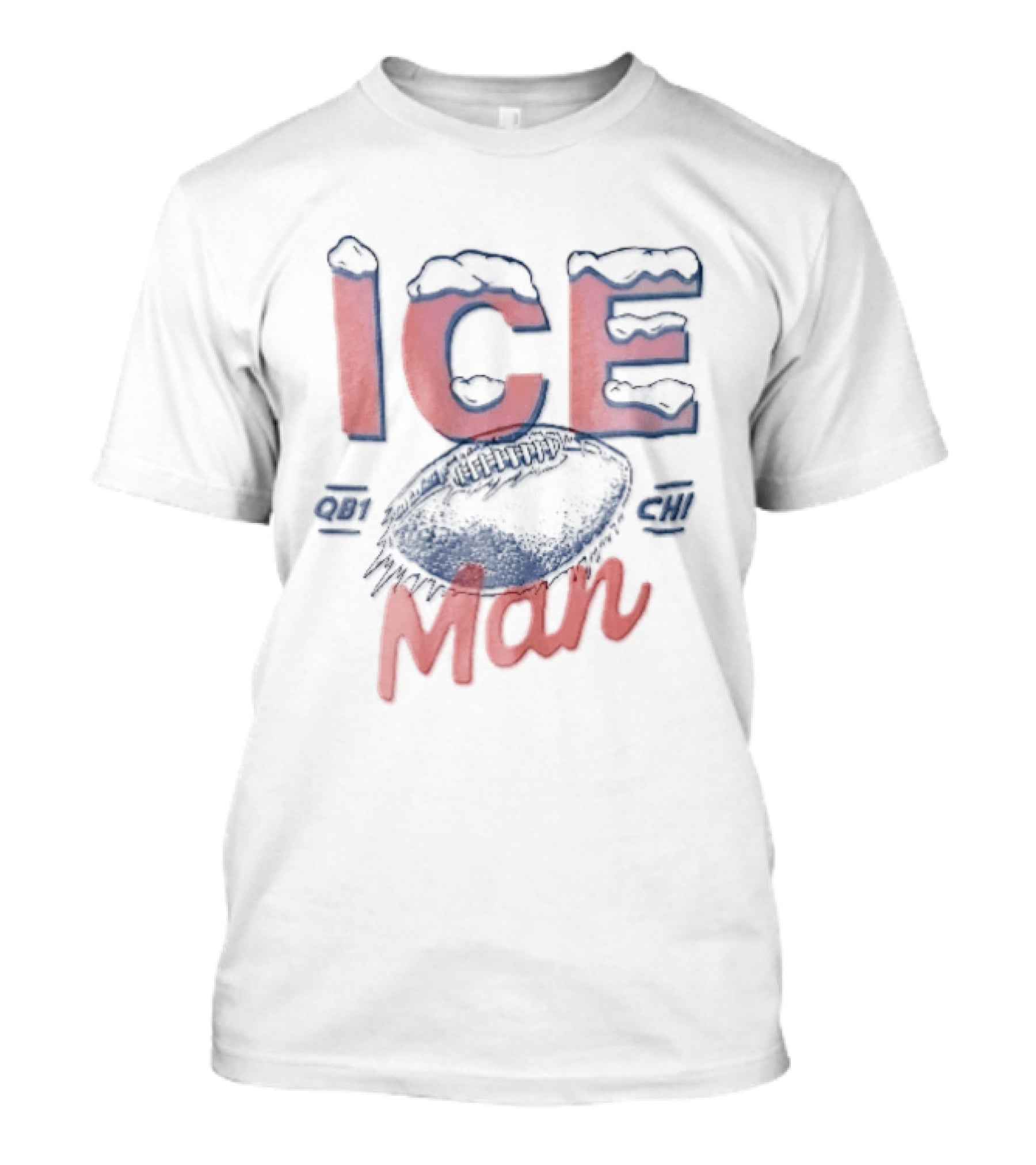 Ice Man QB1 CHI Football Sports Bold Red And Blue T-Shirt