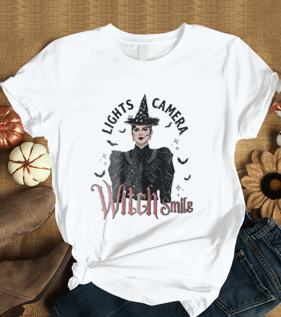 Lights Camera Witch Smile Horror Movie Halloween Magic T-Shirt