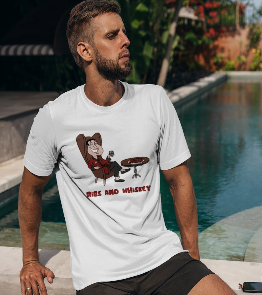 Ribs And Whiskey Cartoon Character With Drink T-Shirt