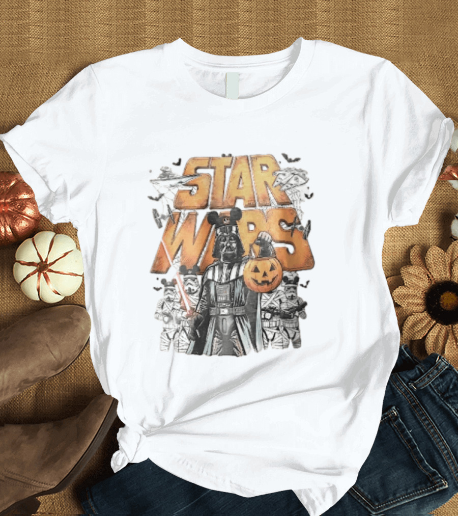Star Wars Darth Vader Mickey Ears Stormtroopers Halloween Pumpkin T-Shirt