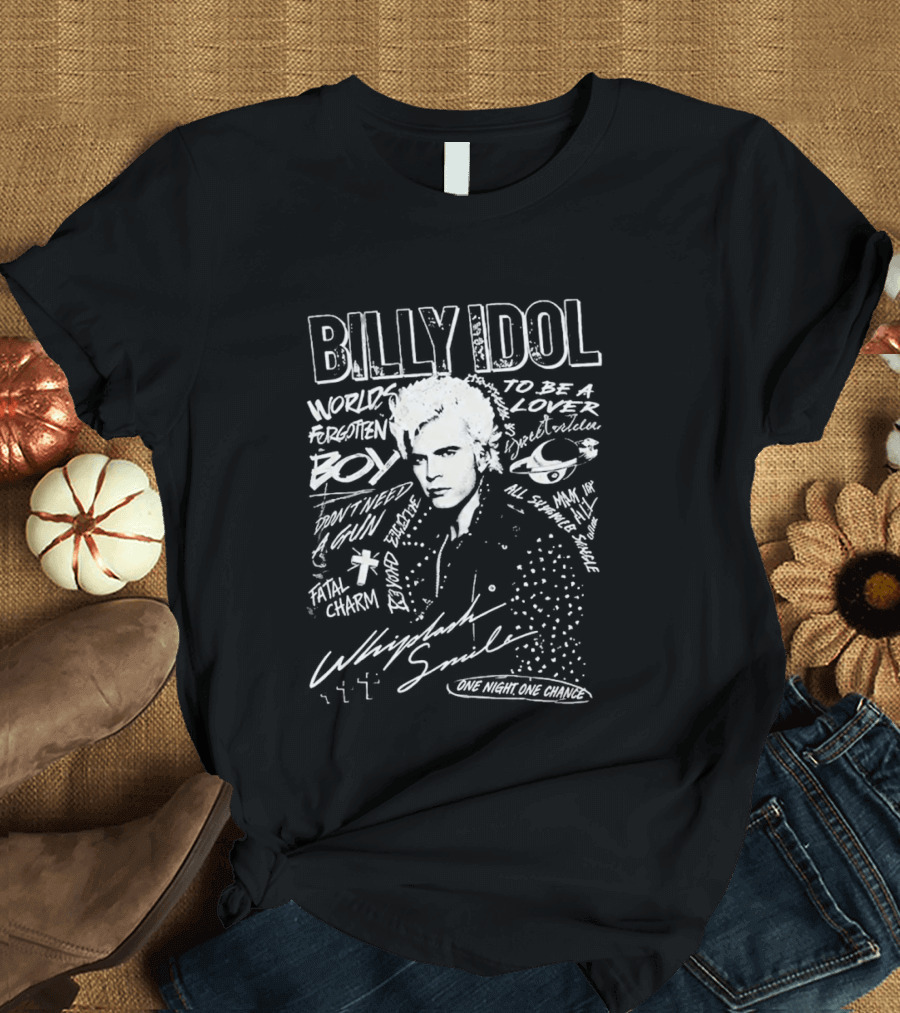 Billy Idol Whiplash Smile White Punk Print T-Shirt