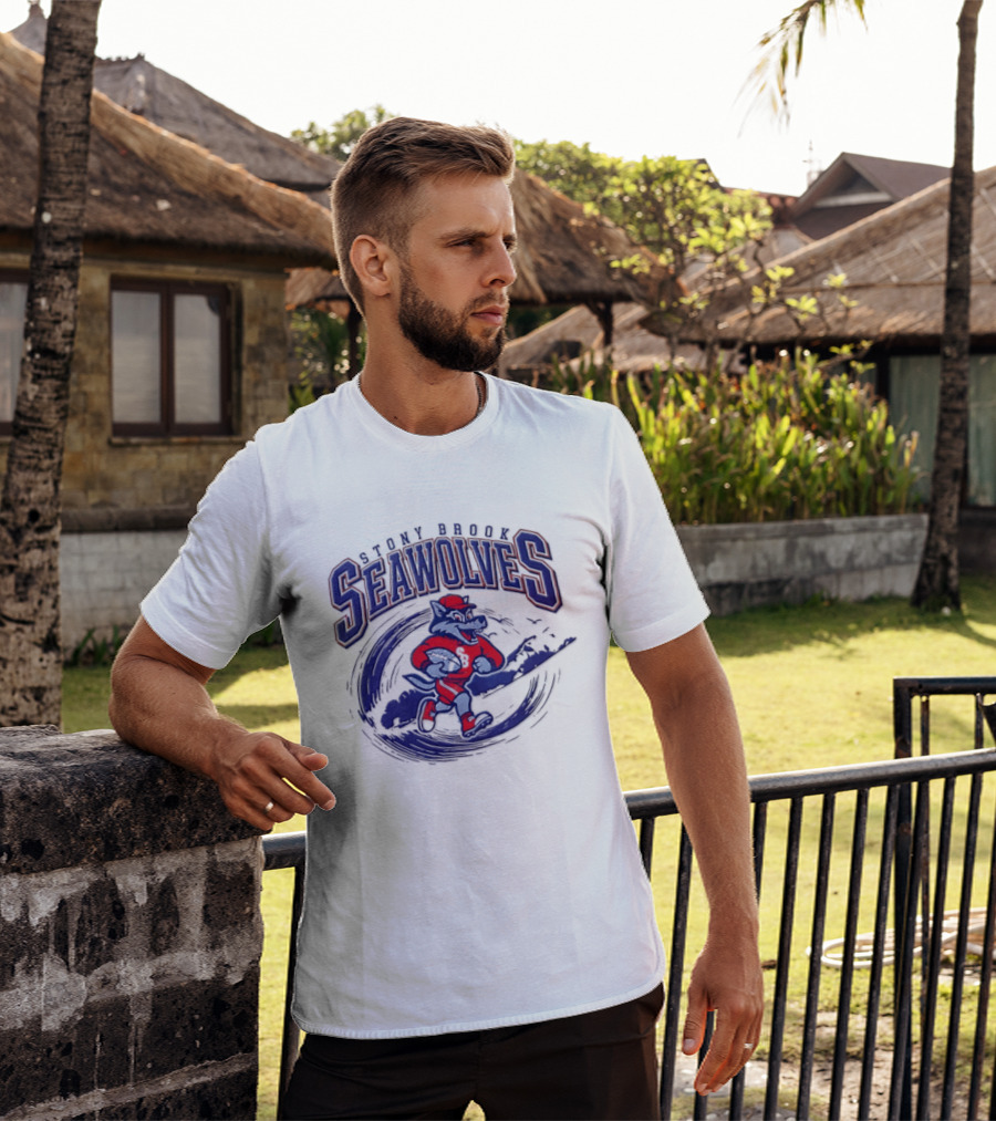 Stony Brook Seawolves Mascot Football Sportswear T-Shirt