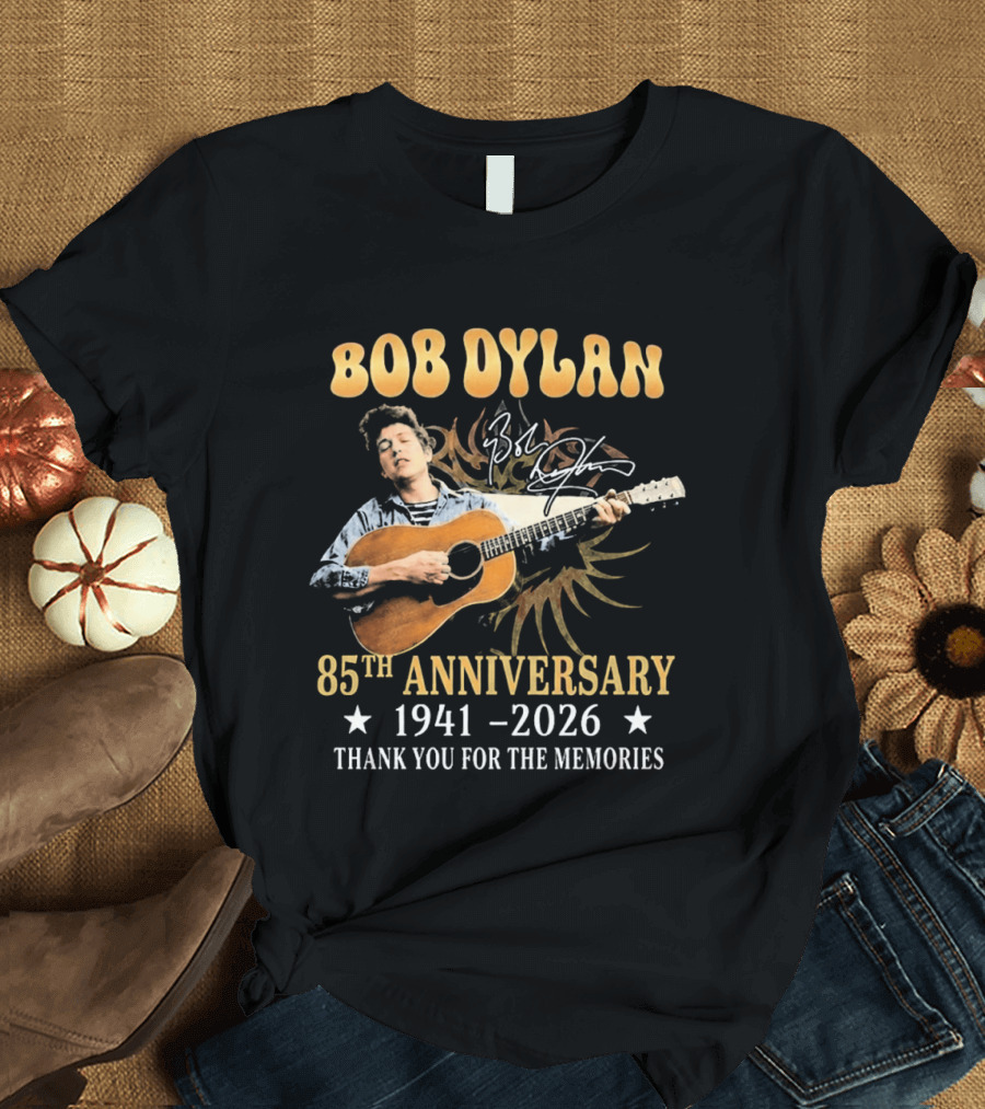 Bob Dylan 85th Anniversary 1941 2026 Thank You For The Memories Guitar T-Shirt
