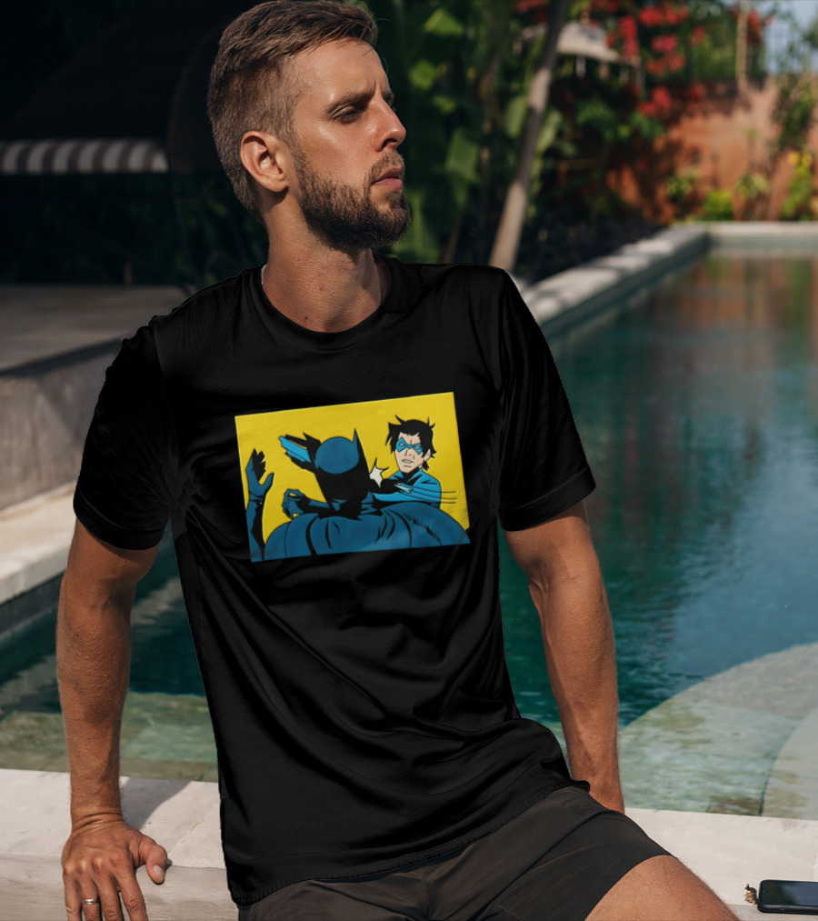 Nightwing Slapping Batman Meme Comic Panel Yellow T-Shirt