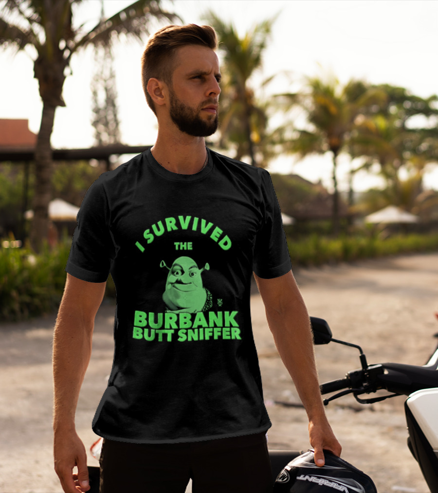 Shrek I Survived The Burbank Butt Sniffer Green Character Mashup T-Shirt