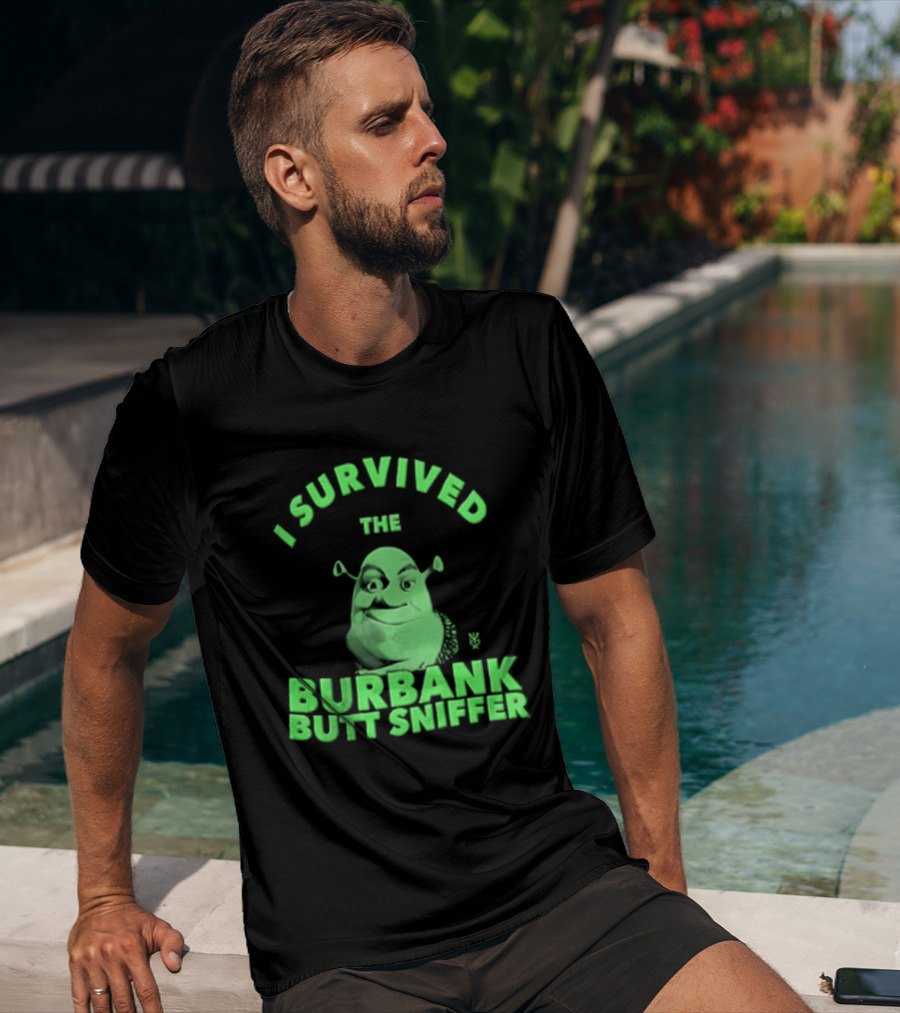 Shrek I Survived The Burbank Butt Sniffer Green Character Mashup T-Shirt