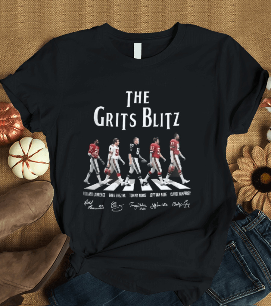 Atlanta Falcons The Grits Blitz Rolland Lawrence Greg Brezina Joel Williams Abbey Road Crosswalk Roster Players T-Shirt
