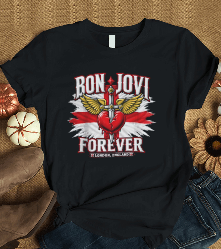 Bon Jovi Forever London England Wings And Sword T-Shirt