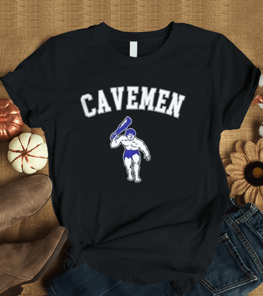 Cavemen Muscular Prehistoric Man Holding Wooden Club T-Shirt
