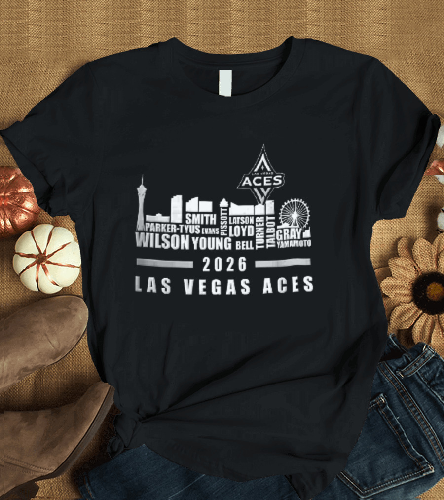 Las Vegas Aces WNBA 2026 City Skyline High Roller T-Shirt