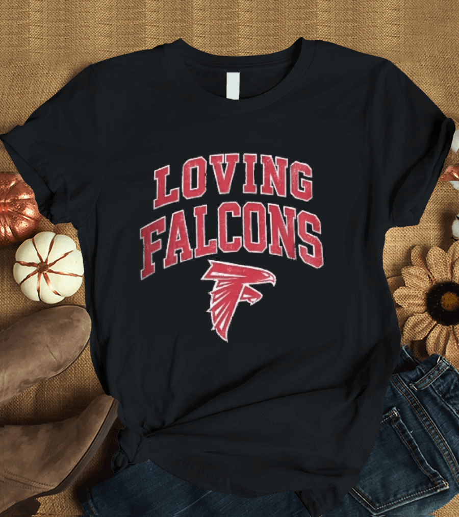 Loving Falcons Distressed Arched Varsity Bird T-Shirt