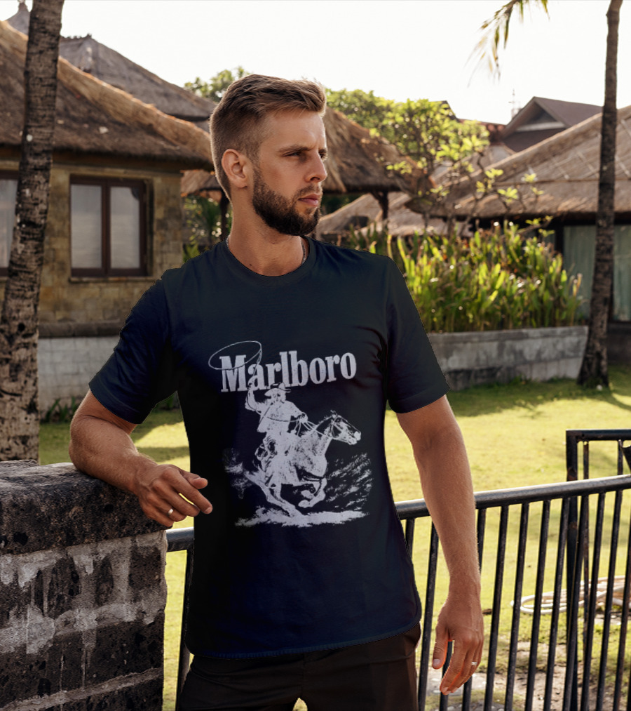Marlboro Cowboy Riding Horse Spinning Lasso T-Shirt