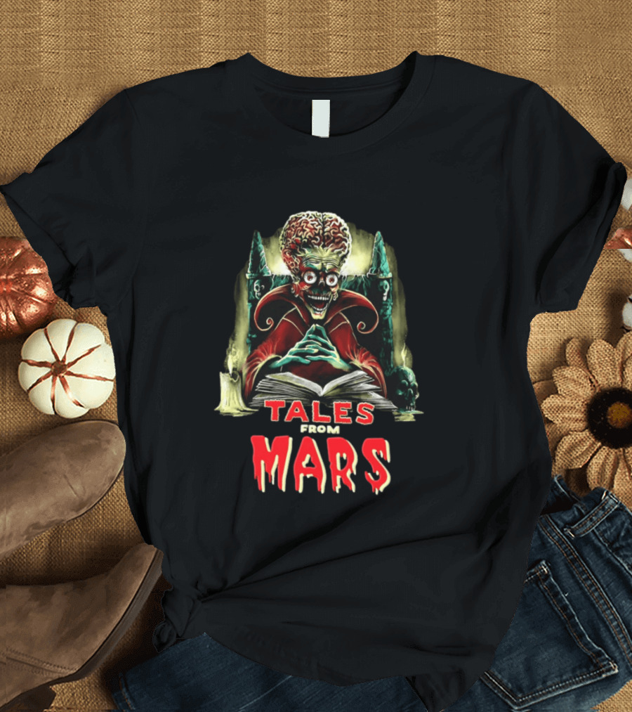 Mars Attacks Tales From Mars Alien Reading Book T-Shirt
