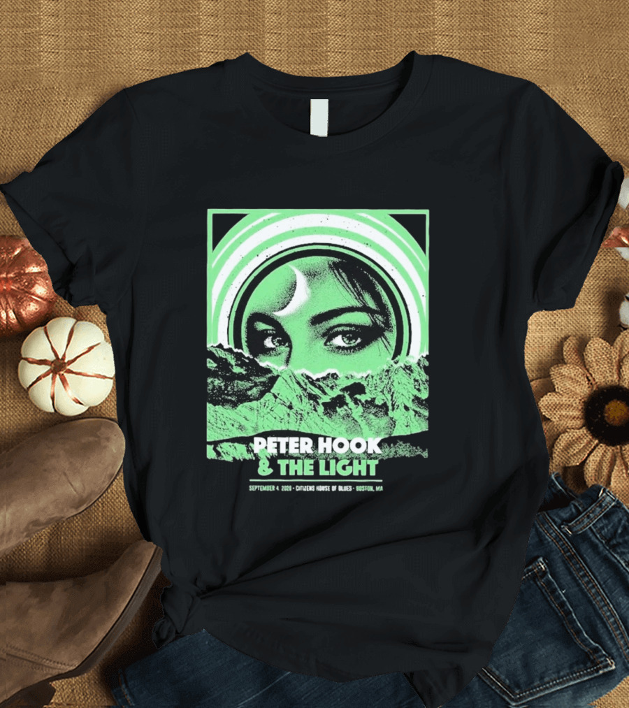 Peter Hook And The Light Boston MA Citizens House Of Blues September 4 2026 Event Crescent Moon Woman's Eyes Green Mountains T-Shirt