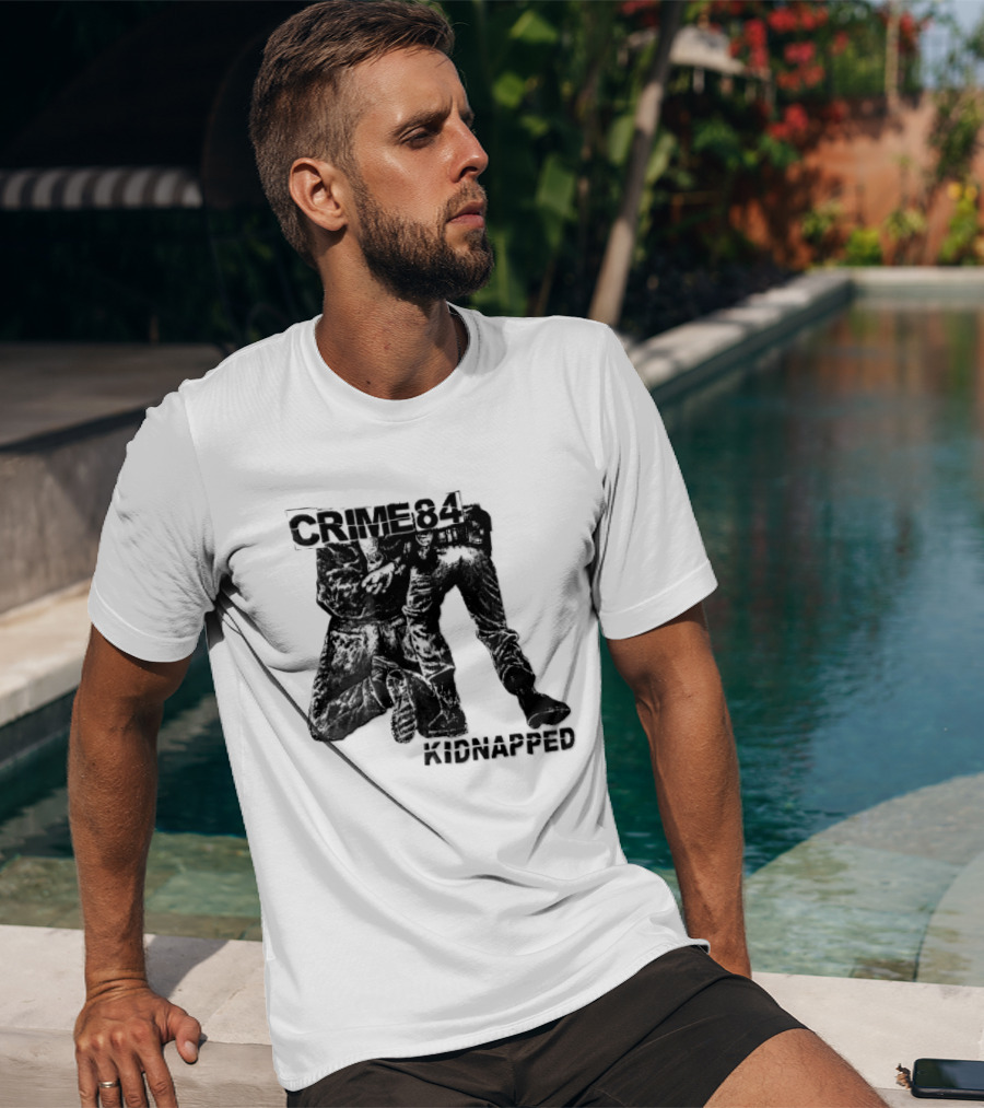 Crime 84 Kidnapped Kneeling Handcuffed Person Police Officer Sketch T-Shirt