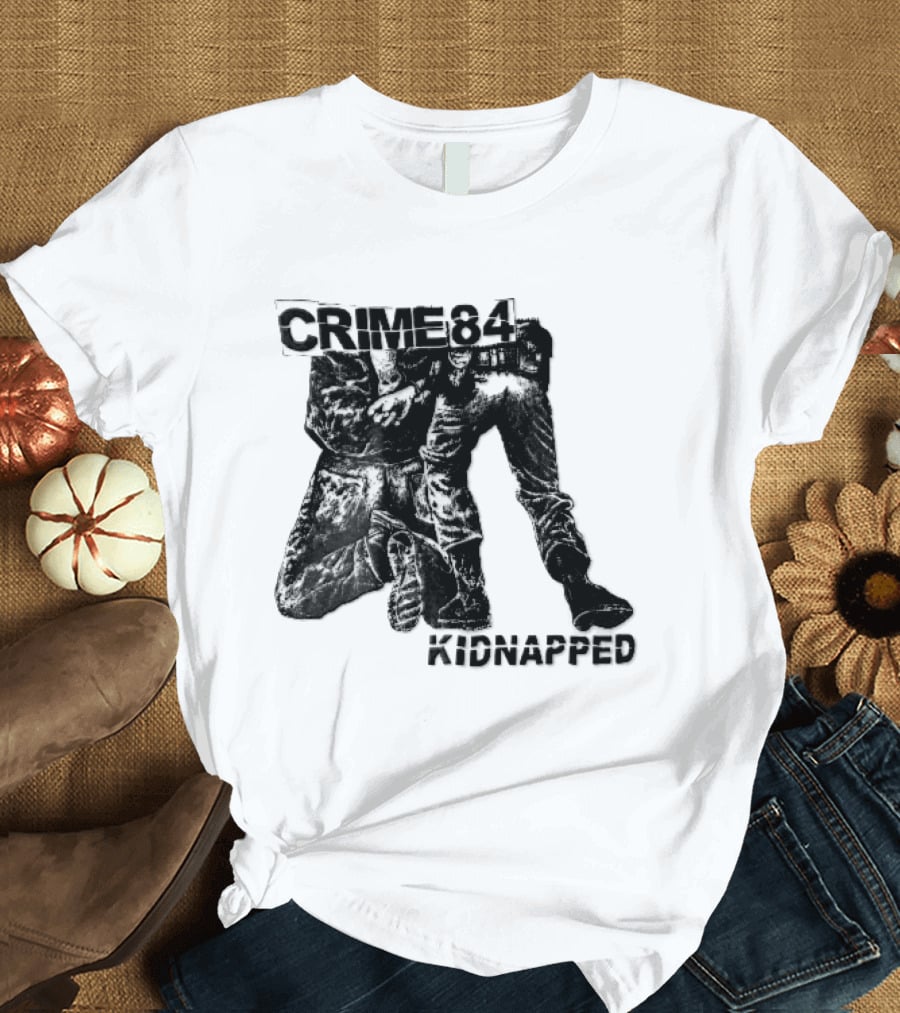 Crime 84 Kidnapped Kneeling Handcuffed Person Police Officer Sketch T-Shirt