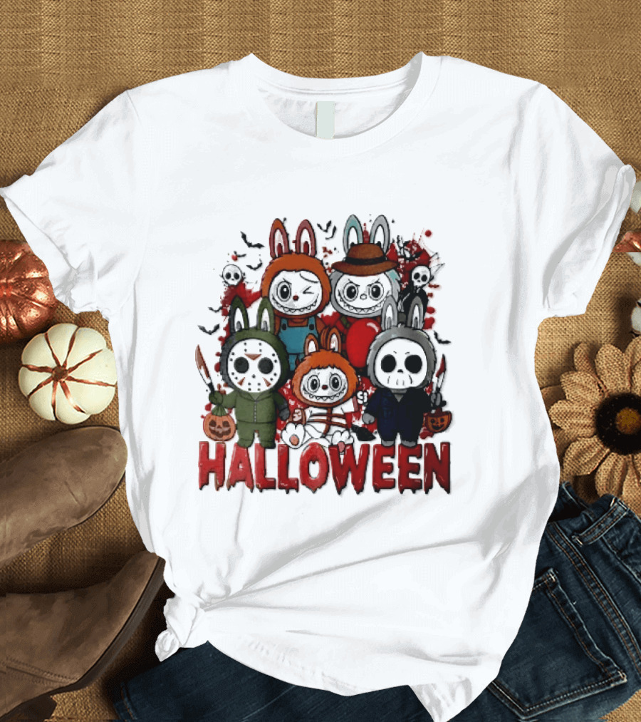 Halloween Cartoon Bunny Horror Characters Costumes Scary Masks T-Shirt