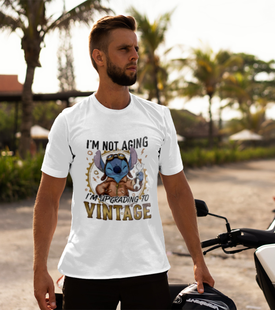 I'm Not Aging I'm Upgrading To Vintage Stitch With Wrench And Goggles T-Shirt