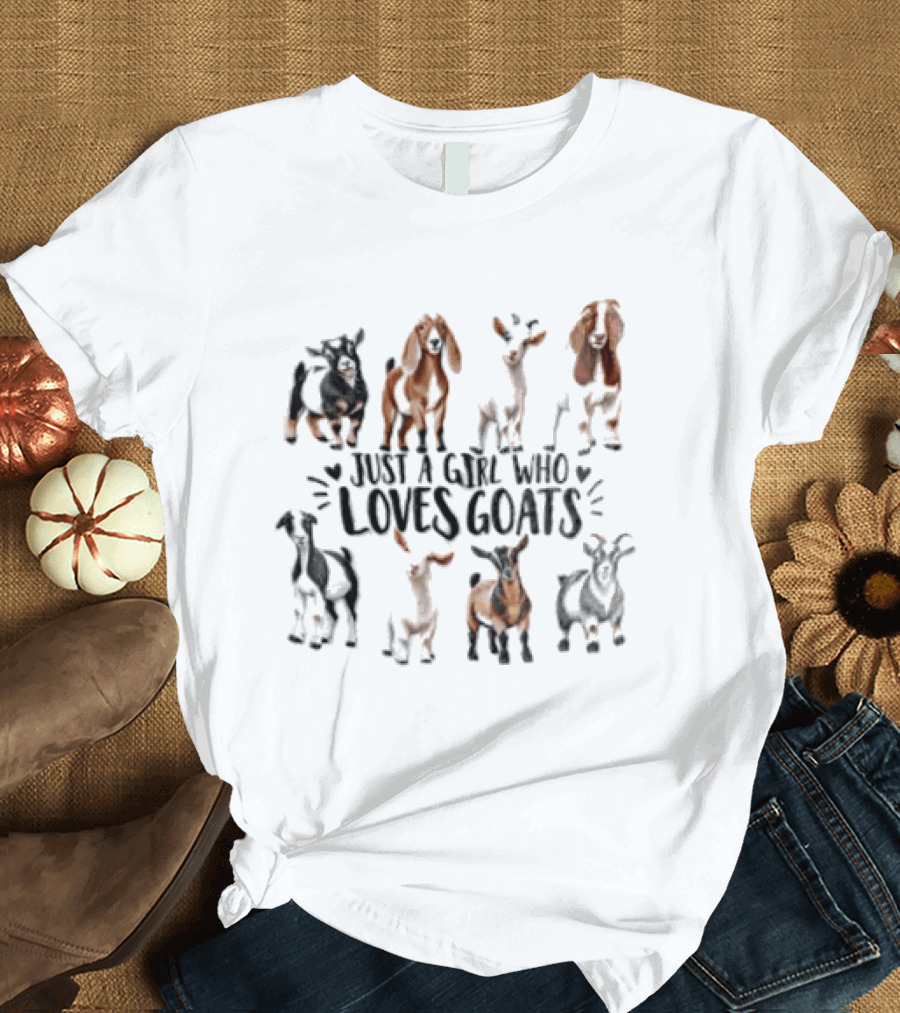Just A Girl Who Loves Goats With Cute Goat Illustrations T-Shirt