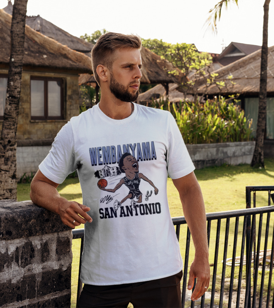 Wembanyama San Antonio Spurs Basketball NBA Caricature T-Shirt