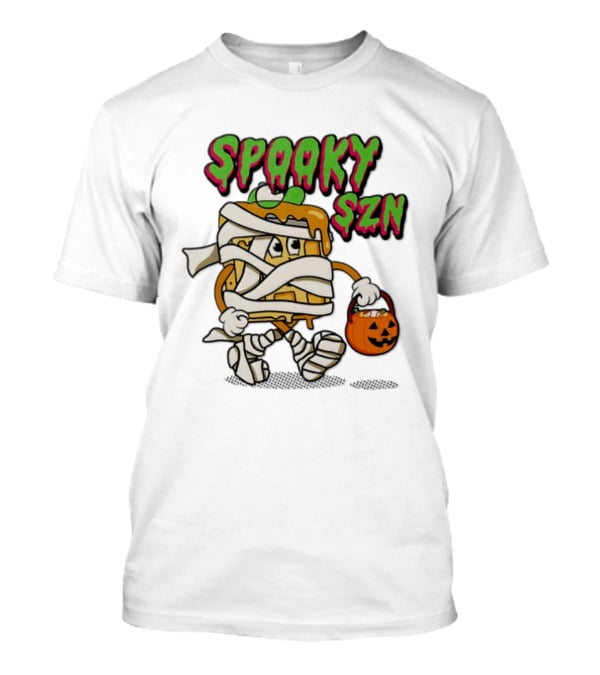Spooky SZN Halloween 2026 Wrapped Waffle Monster With Pumpkin Bucket T-Shirt