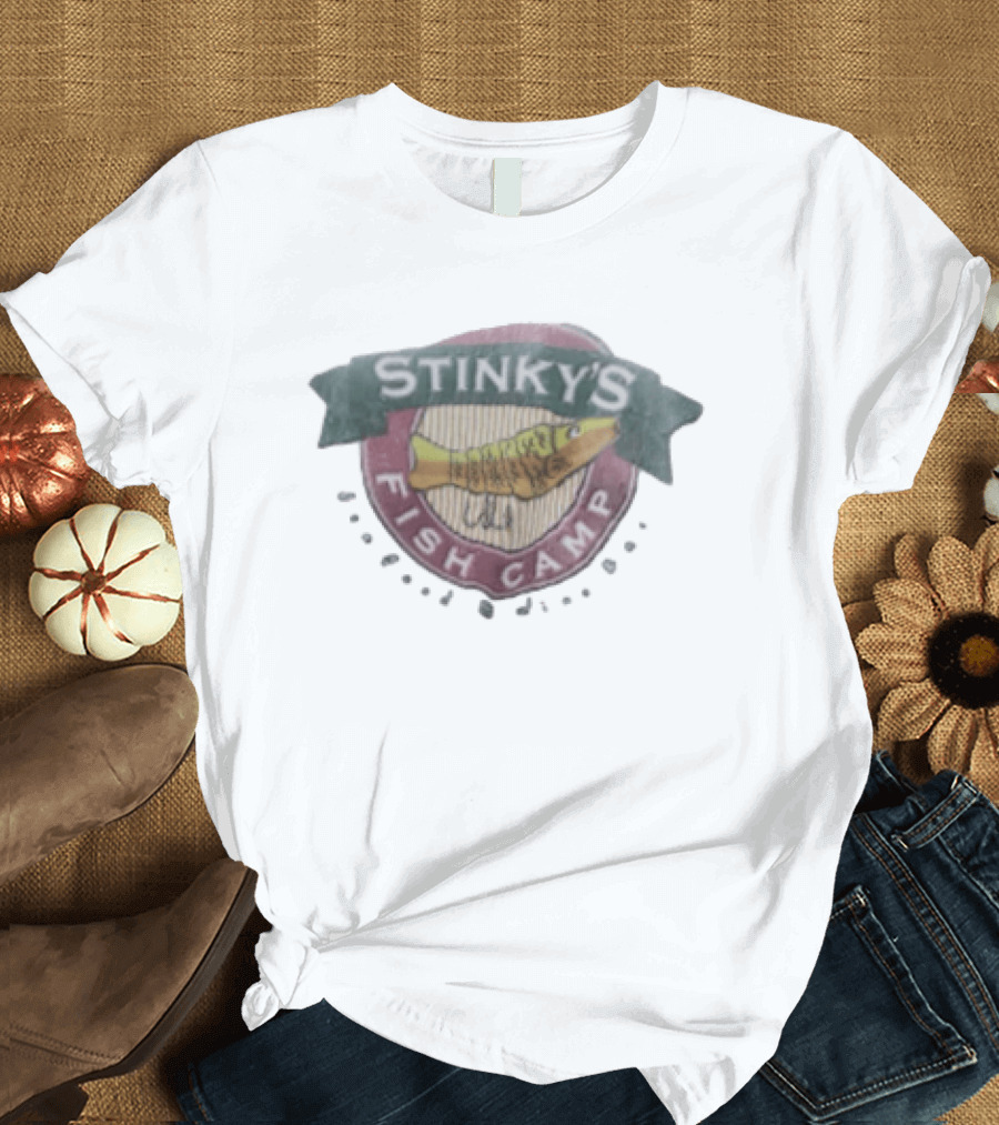 Stinky's Fish Camp Seafood And Wine Bar Logo With Fish T-Shirt