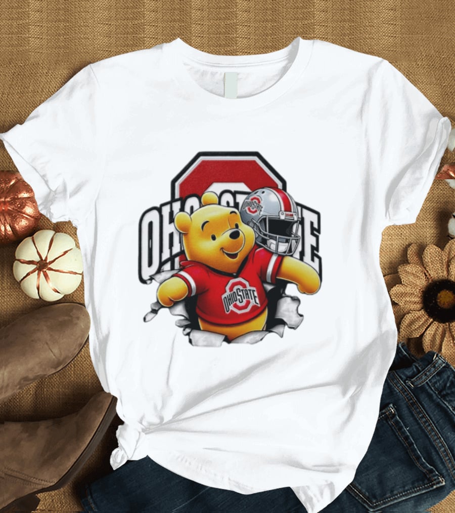 Winnie The Pooh Ohio State Buckeyes Football Team Helmets Series T-Shirt