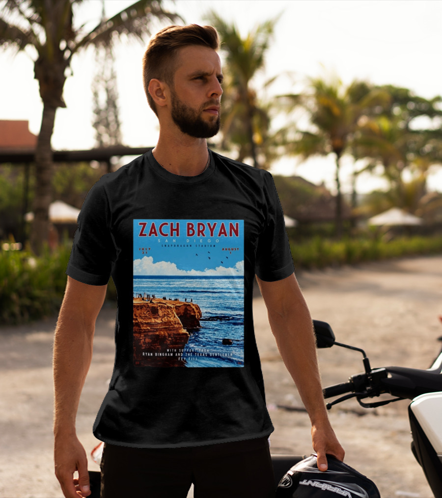 Zach Bryan San Diego Snapdragon Stadium July 31 August 1 With Support From Ryan Bingham The Texas Gentlemen Feu Fei T-Shirt