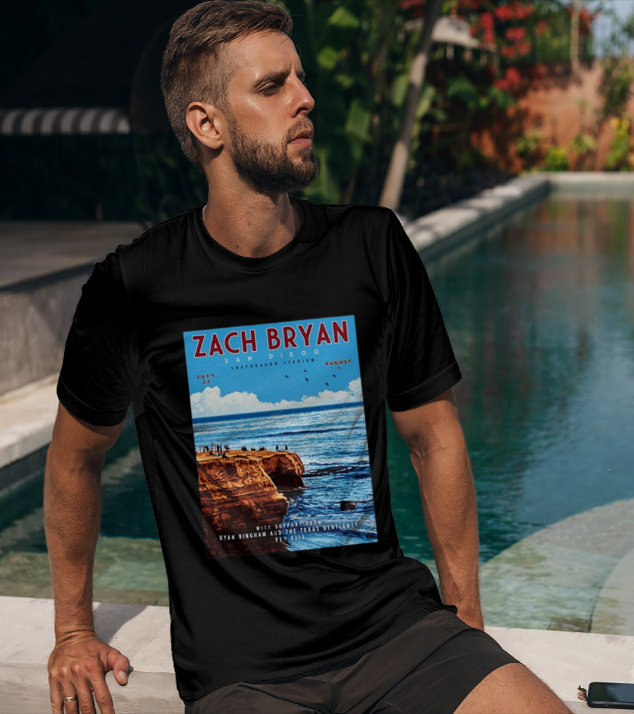 Zach Bryan San Diego Snapdragon Stadium July 31 August 1 With Support From Ryan Bingham The Texas Gentlemen Feu Fei T-Shirt