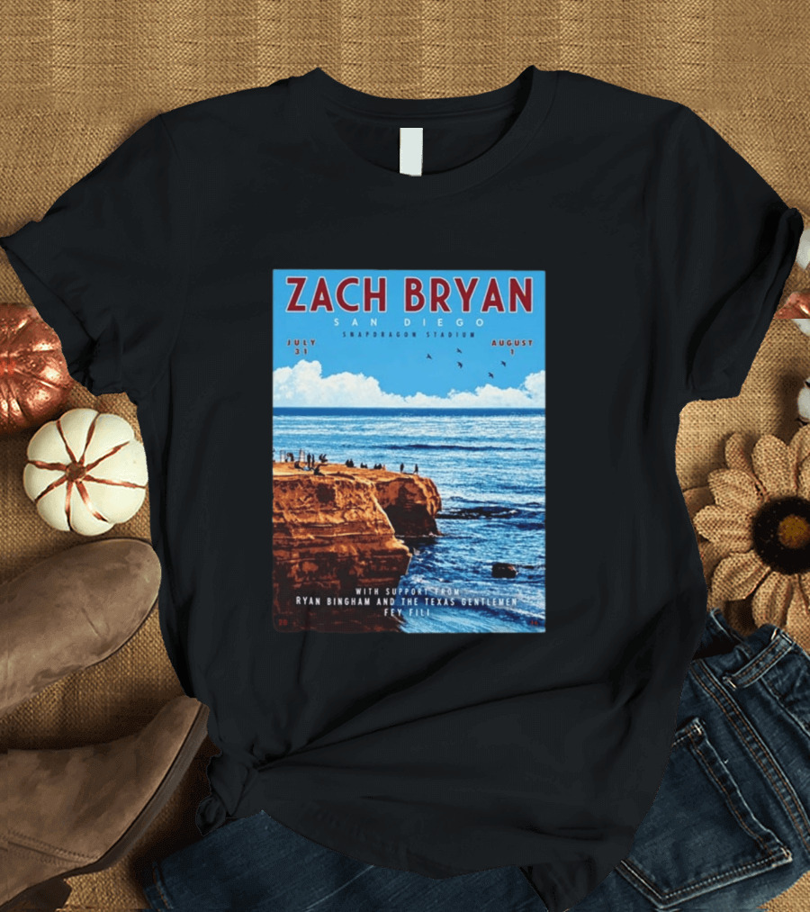 Zach Bryan San Diego Snapdragon Stadium July 31 August 1 With Support From Ryan Bingham The Texas Gentlemen Feu Fei T-Shirt