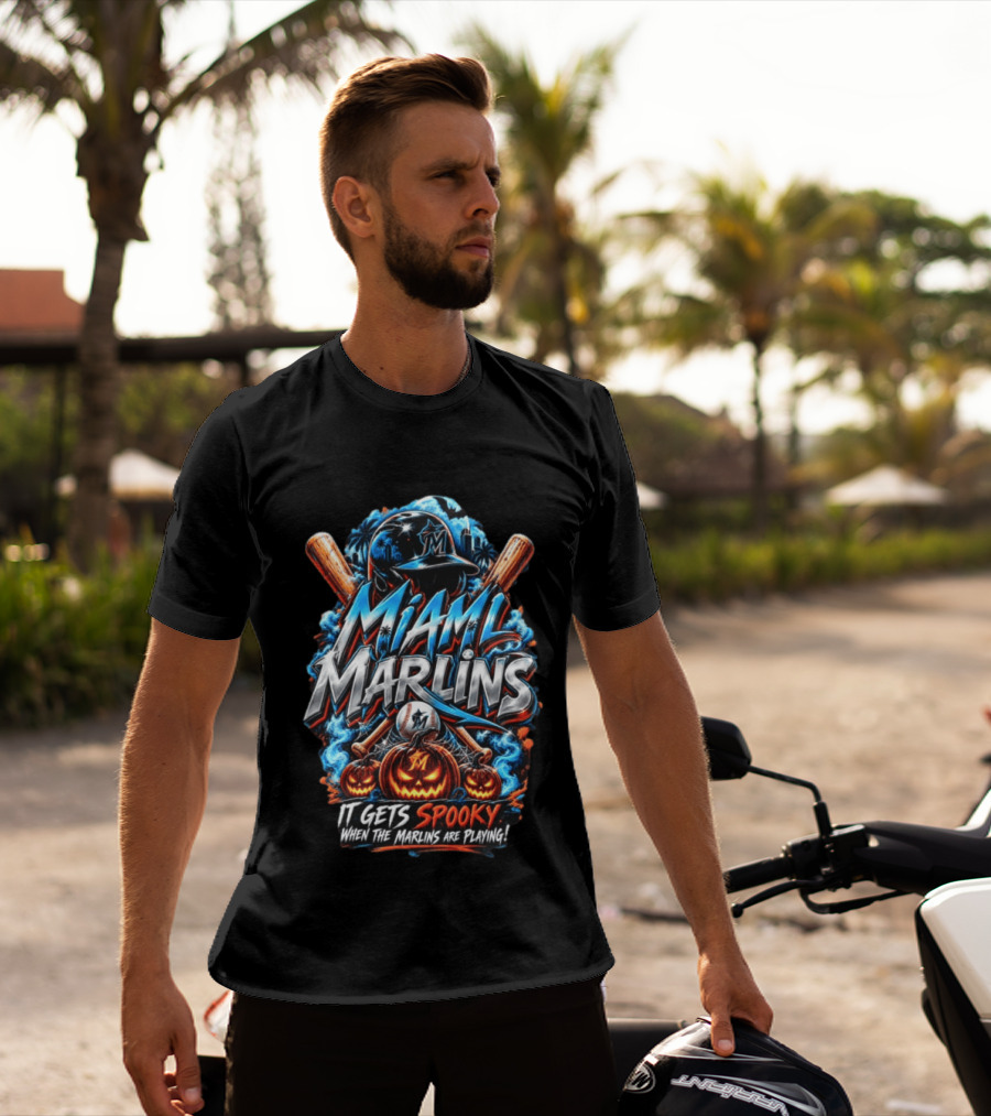 Miami Marlins MLB Spooky Halloween Baseball T-Shirt