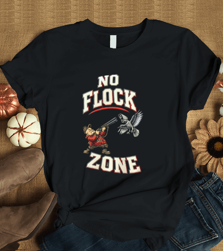 No Flock Zone Hunter With Surveillance Bird Vintage Look T-Shirt