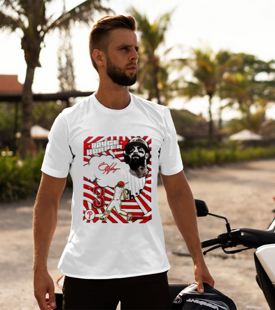 Bryce Harper Philadelphia Phillies 2026 MLB Signature Number 3 T-Shirt