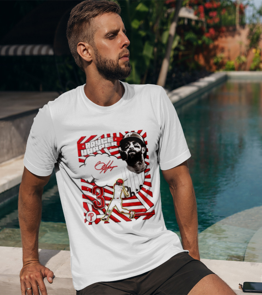 Bryce Harper Philadelphia Phillies 2026 MLB Signature Number 3 T-Shirt