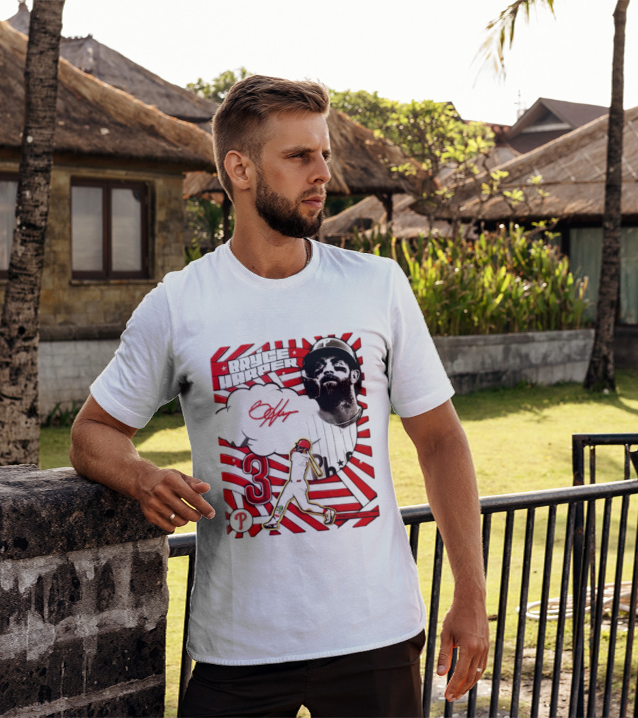 Bryce Harper Philadelphia Phillies 2026 MLB Signature Number 3 T-Shirt
