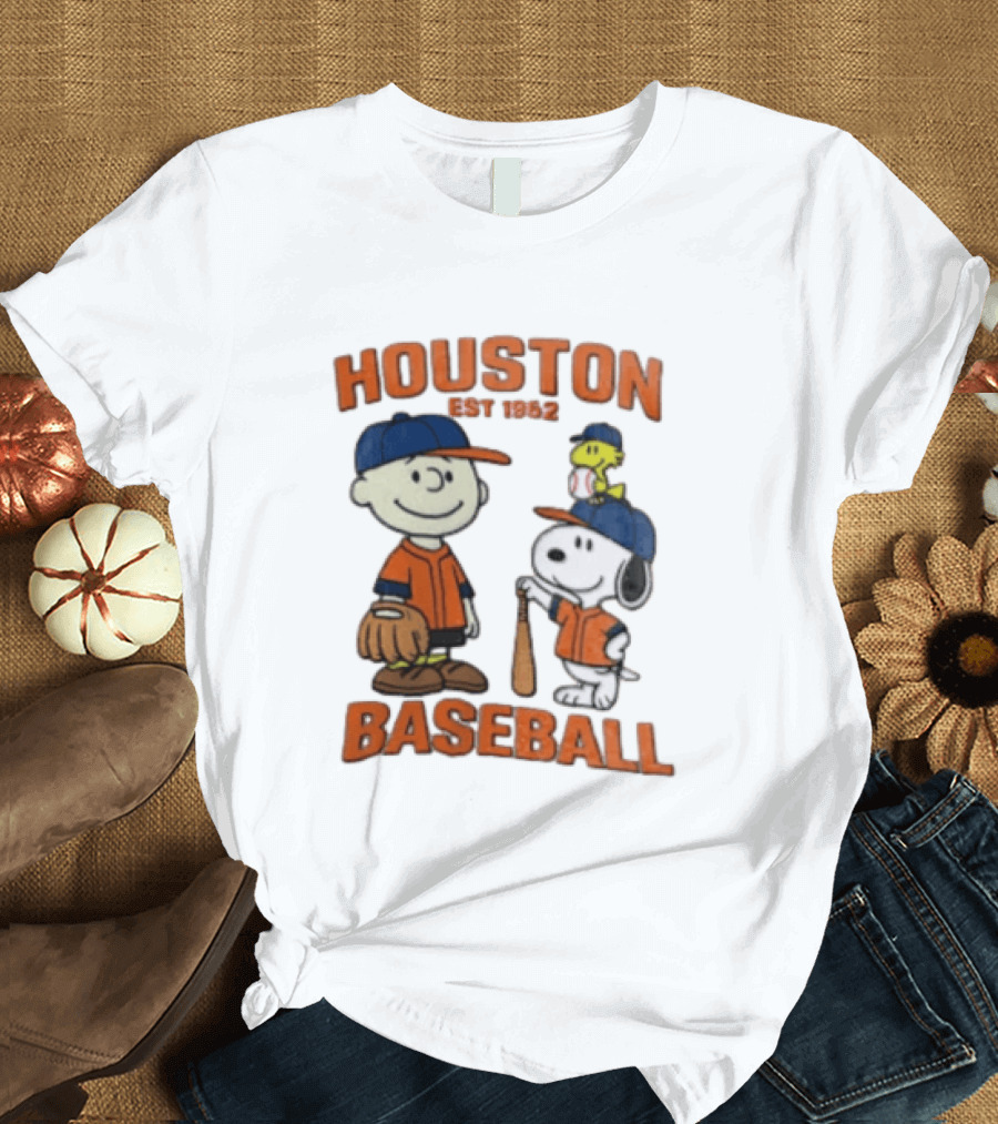 Charlie Brown Snoopy Houston Baseball Est 1962 T-Shirt