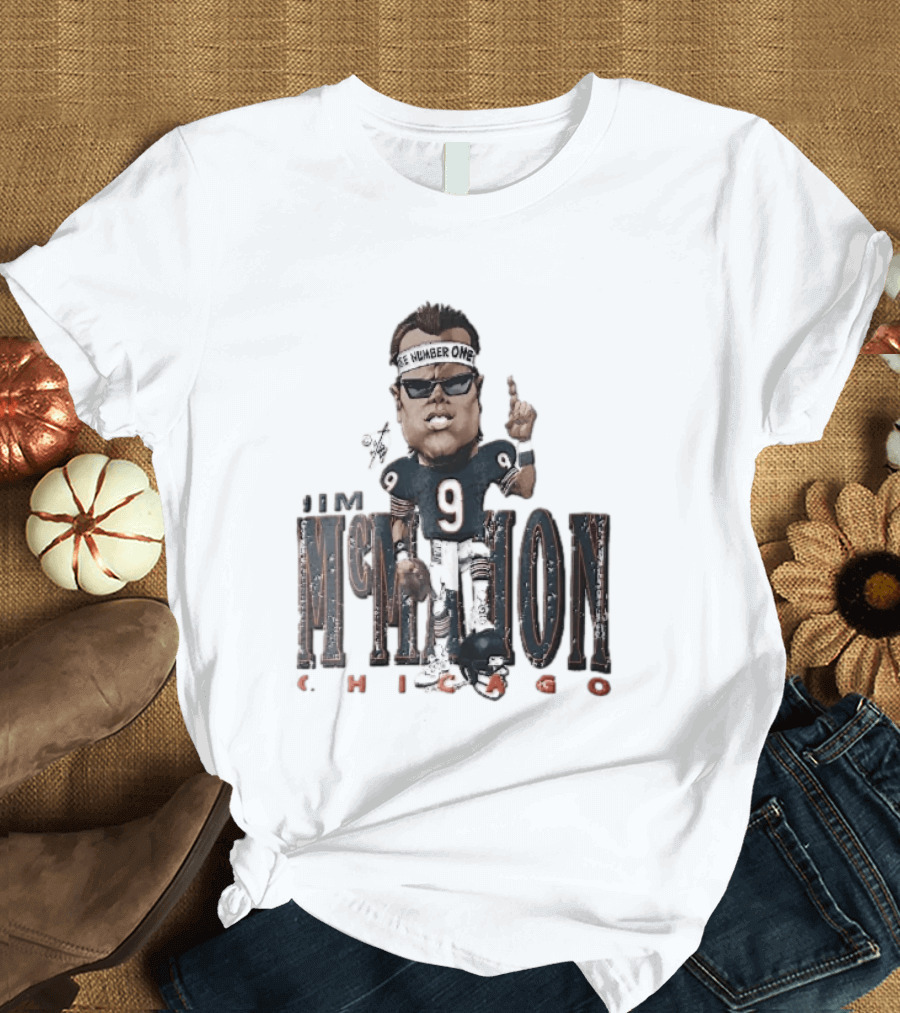 Chicago Bears Jim McMahon Were Number One Caricature Player Helmet T-Shirt