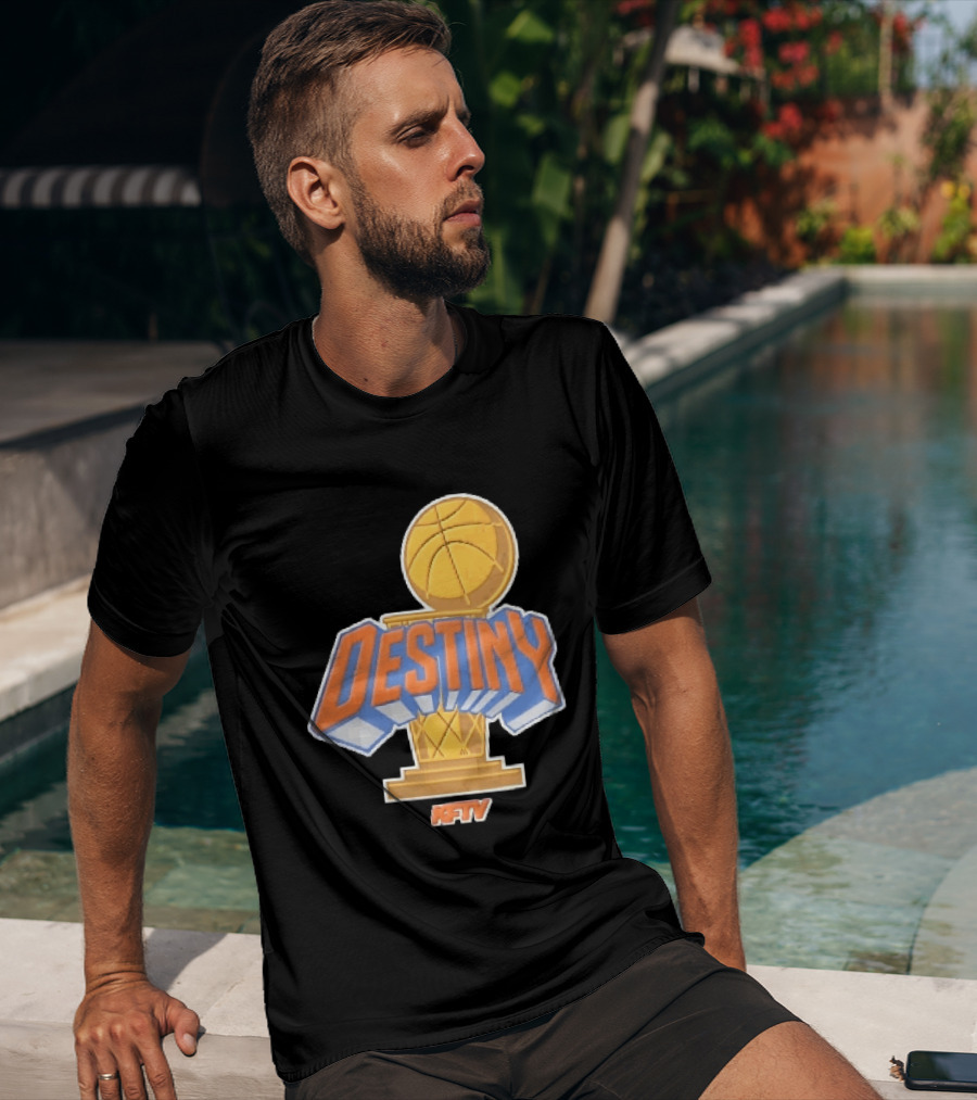 Destiny Gold Basketball Hoop Trophy Cartoon KFTV Orange Lettering T-Shirt