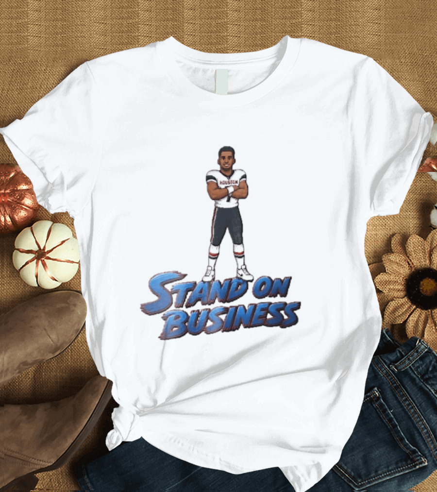 Houston Texans Stand On Business Football Player Number 7 Cartoon Caricature T-Shirt