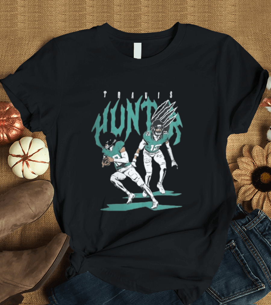 Travis Hunter Football Players Claw Marks Action Poses T-Shirt