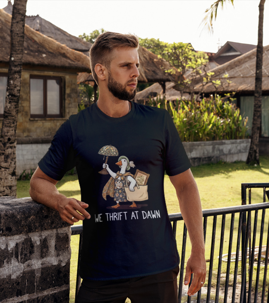 We Thrift At Dawn Vintage Goose With Lamp And Bag T-Shirt