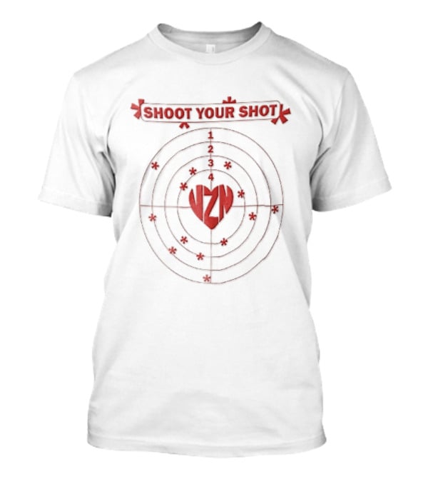 Shoot Your Shot Red Heart Concentric Target Board Vzn Asterisk Impacts T-Shirt