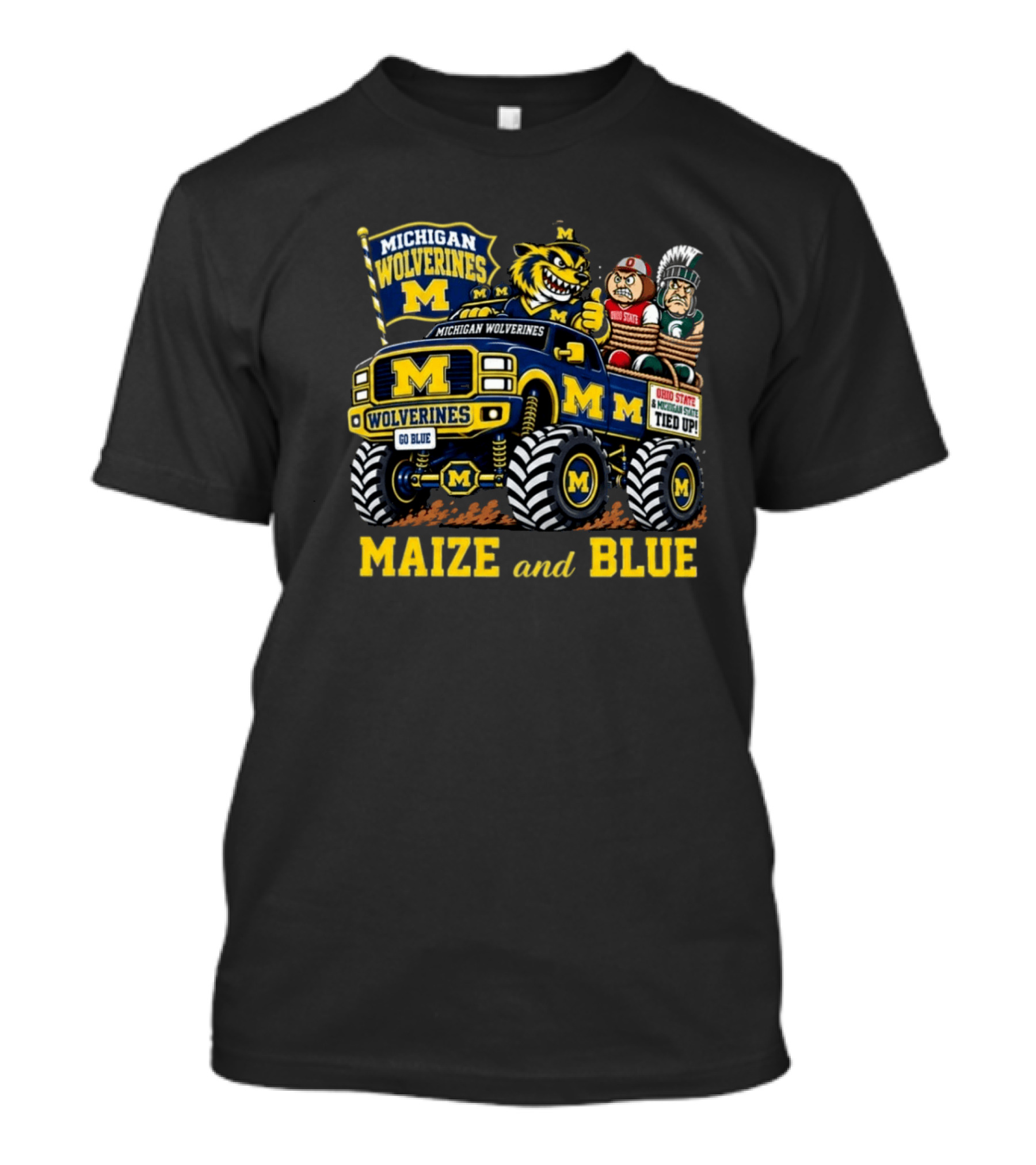 Michigan Wolverines Maize And Blue 2026 Ohio State And Michigan State Tied Up T-Shirt