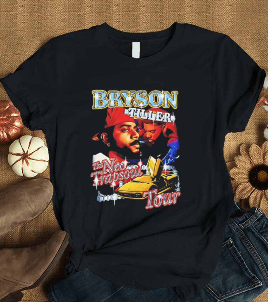Bryson Tiller The Neo Trapsoul Tour 3D Graffiti Style Art With Yellow Car T-Shirt