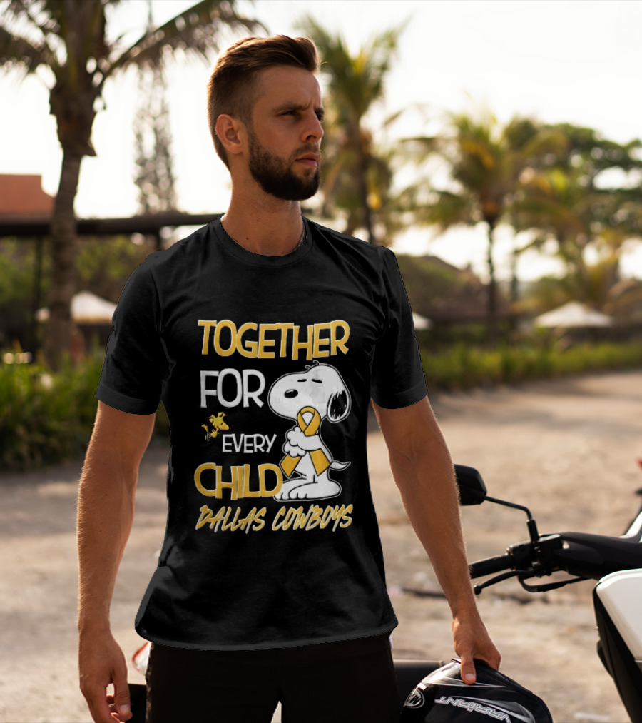 Dallas Cowboys Snoopy Woodstock Gold Ribbon Together For Every Child T-Shirt