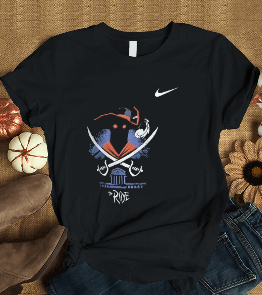 Nike Virginia Cavaliers The Ride Masked Silhouette Crossed Sabres Rotunda Building T-Shirt