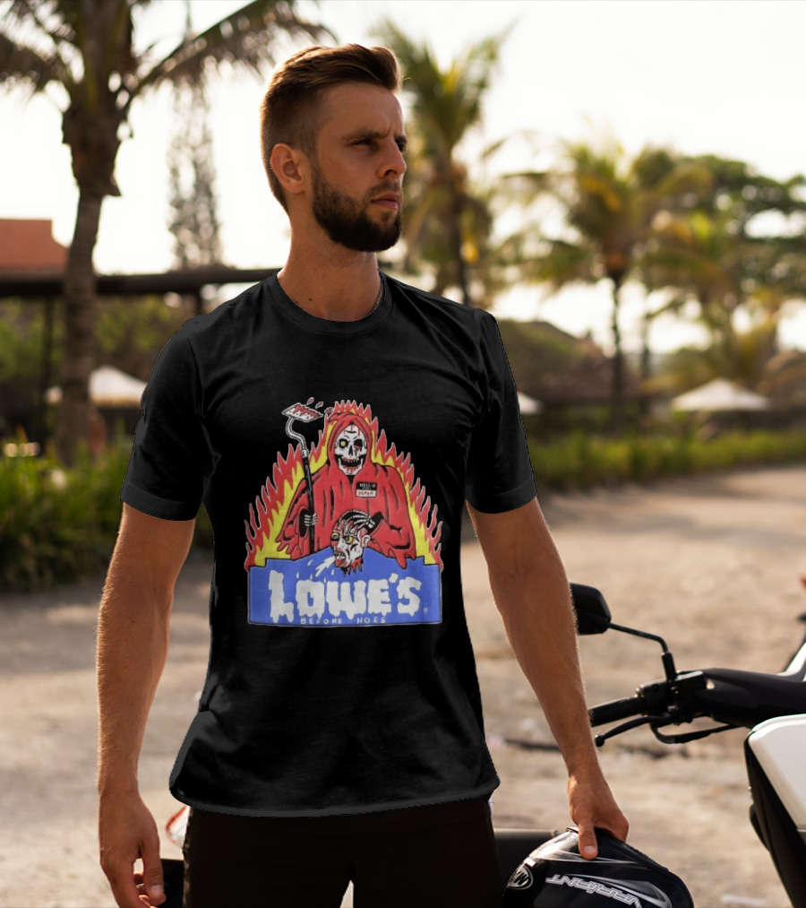 Lowes Before Hoes Hell O Death Grim Reaper Severed Head Paint Roller Cartoon T-Shirt