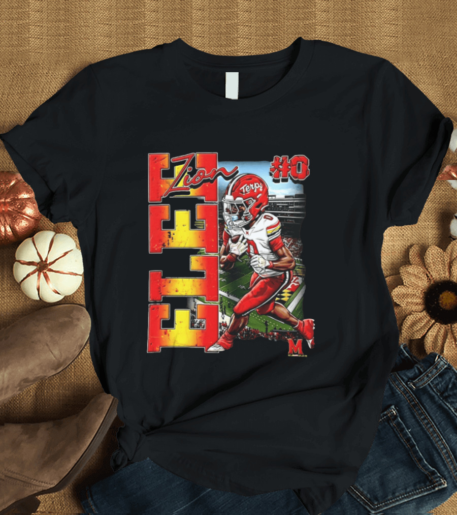 Zion #0 Maryland Terrapins NCAA Football Player Caricature T-Shirt